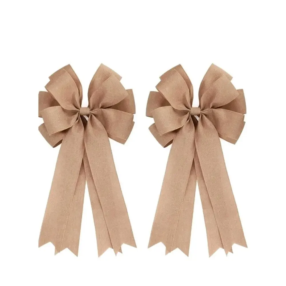 2 Pcs 20 x 10 Inch Large Burlap Bows Farmhouse Wreaths Jute Bow for Gift s1